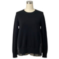 Load image into Gallery viewer, Sacai Black Wool Knit Pullover Sweater with Pleated Sheer Back
