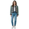 Load image into Gallery viewer, Chanel Green / White / Black Paris-Manchester 2024 Metiers d’Art Houndstooth Wool and Cashmere Knit Sweater Jacket with CC Logo Buttons
