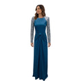 Load image into Gallery viewer, Jenny Packham Ink Blue Twyla Crystal Embellished Crepe Gown
