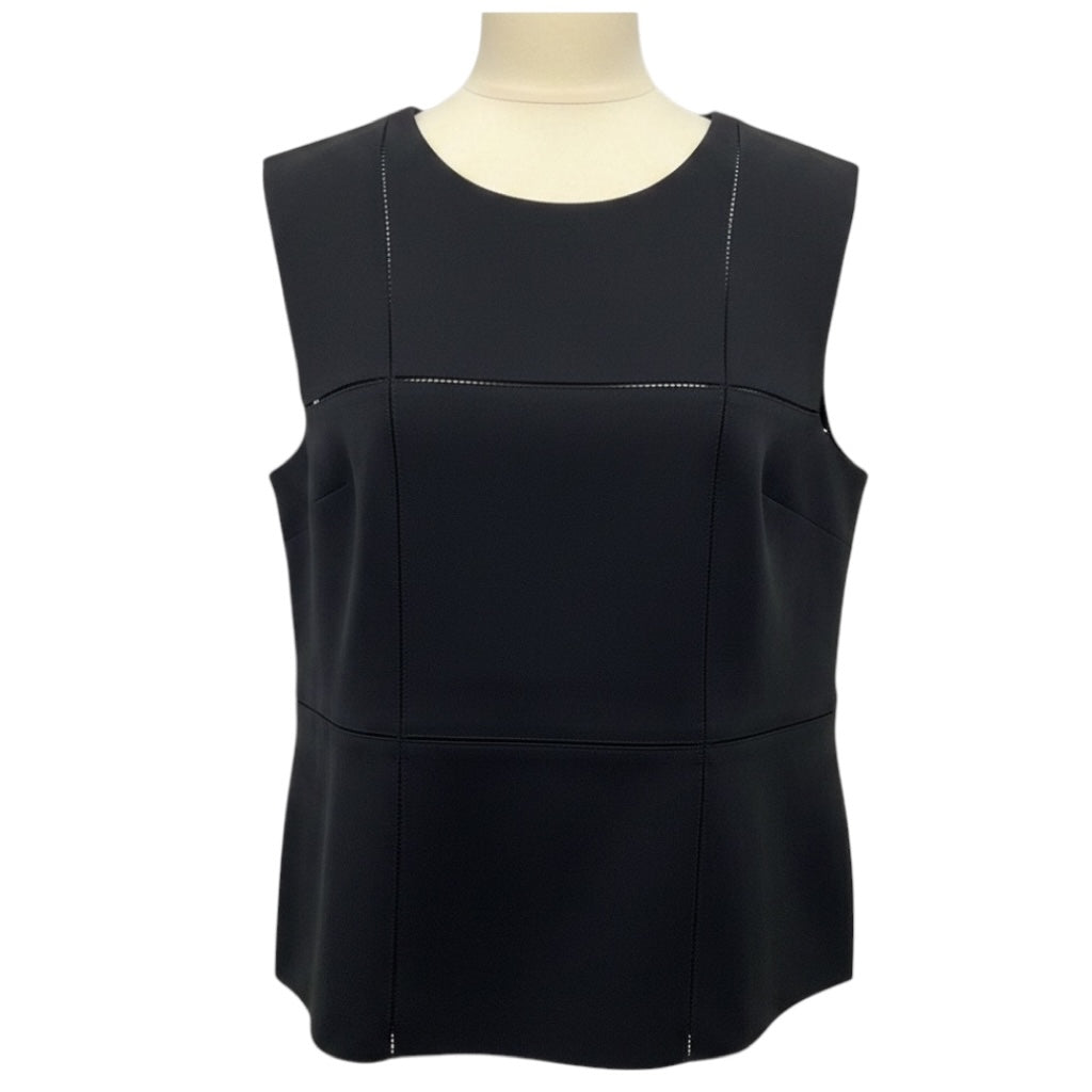 The Row Black 'Grida' Grid Pattern Sleeveless Scuba Jersey Cropped Top