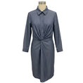 Load image into Gallery viewer, Lafayette 148 New York Blue / White Pinstriped Chambray Cotton Midi Dress
