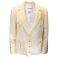 Load image into Gallery viewer, Chanel Ivory 2007 CC Logo Buttoned Raw Edge Military Style Jacket
