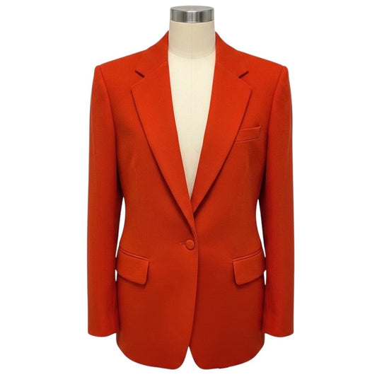 Dries Van Noten Rust One Button Wool Tweed Blazer Jacket