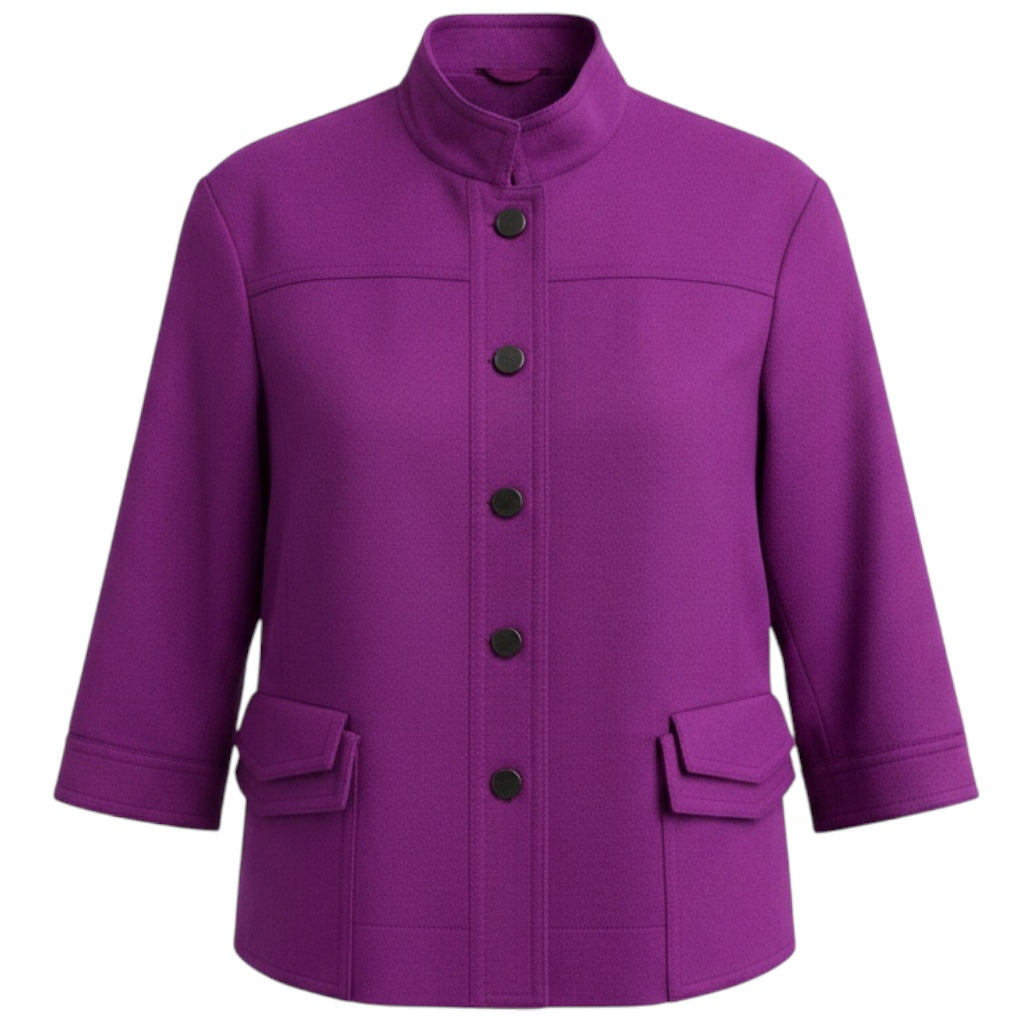 Akris Punto Magenta Button Front Wool and Angora Jacket