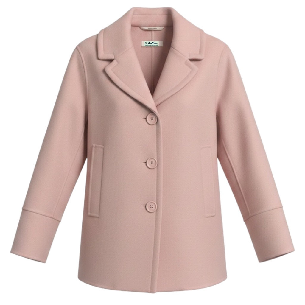 Max Mara S Collection Light Pink Button Front Wool Coat
