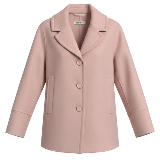 Max Mara S Collection Light Pink Button Front Wool Coat