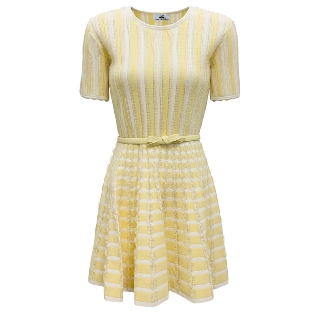 Elisabetta Franchi Lemonade / Ivory Striped Knitted Dress