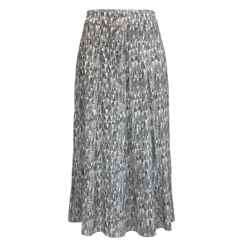 Akris White / Black Printed Cotton Midi Skirt