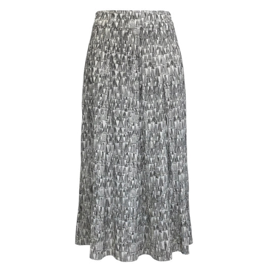 Akris White / Black Printed Cotton Midi Skirt