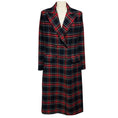 Load image into Gallery viewer, Ermanno Scervino Black / Red / Blue Multi Plaid Double Breasted Mid-Length Wool Coat
