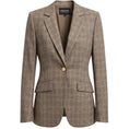 Load image into Gallery viewer, Lafayette 148 New York Beige / Brown Plaid One Button Wool Blazer
