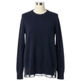 Load image into Gallery viewer, Sacai Navy Blue Wool Knit Pullover Sweater with Sheer Chiffon Back
