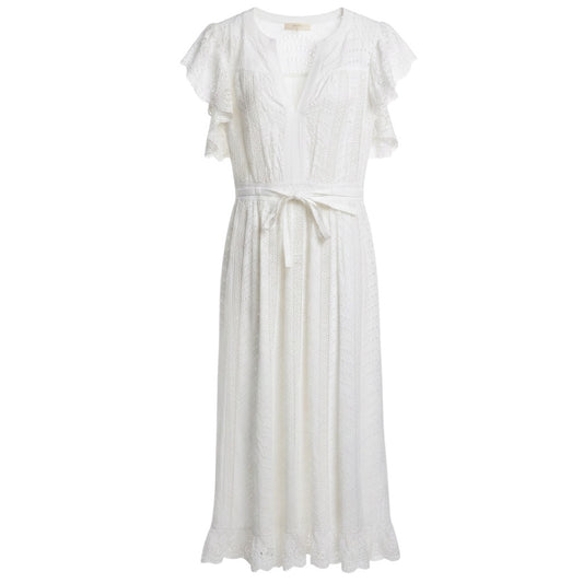 Ulla Johnson Pristine White Olga Flutter Sleeve Eyelet Midi Dress