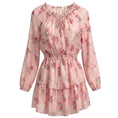Load image into Gallery viewer, LoveShackFancy Pink Floral Long Sleeved Silk Mini Dress
