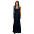 Load image into Gallery viewer, Carolina Herrera Navy Sleeveless V-Neck Satin Gown / Formal Dress
