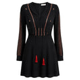 Load image into Gallery viewer, Altuzarra Black Sequined Long Sleeved Silk Crepe Dress with Tassel Detail
