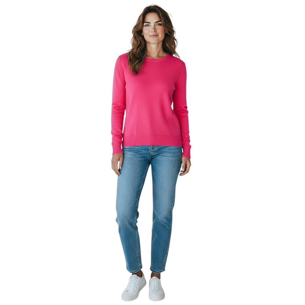 Lamberto Losani Fuchsia Cashmere Knit Pullover Sweater