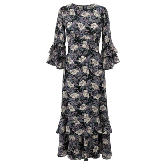 Liberty of London Navy Blue Multi Floral Silk Maxi Dress