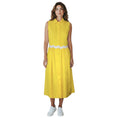 Load image into Gallery viewer, Moschino Couture Yellow / White Sleeveless Button Down Cotton Midi Dress
