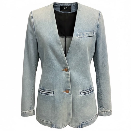 3x1 Light Blue Ice Melt Clean Denim Blazer
