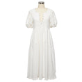 Load image into Gallery viewer, Kika Vargas White Ruffle Trim Cotton Stretch Midi Dress
