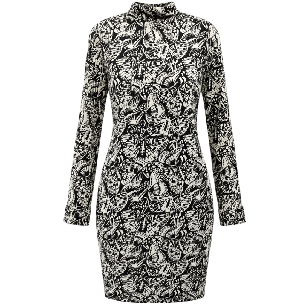 Dries Van Noten Black / White Butterfly Print Midi Dress