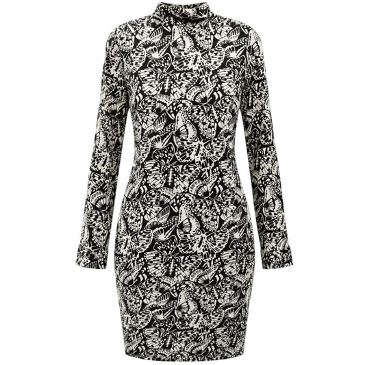 Dries Van Noten Black / White Butterfly Print Midi Dress