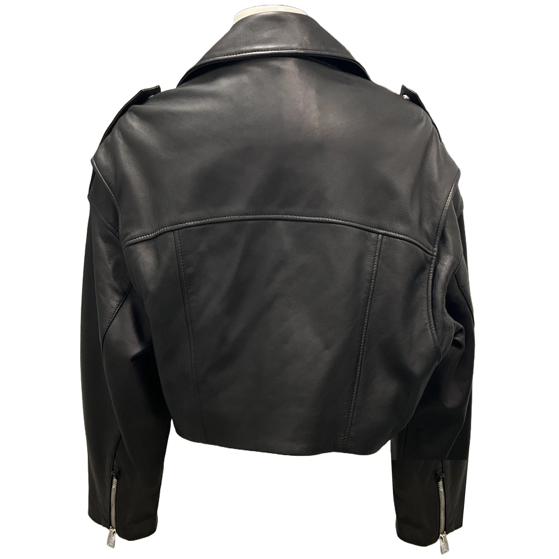 Agolde x Shoreditch Ski Club Black Remi Cropped Leather Biker Jacket