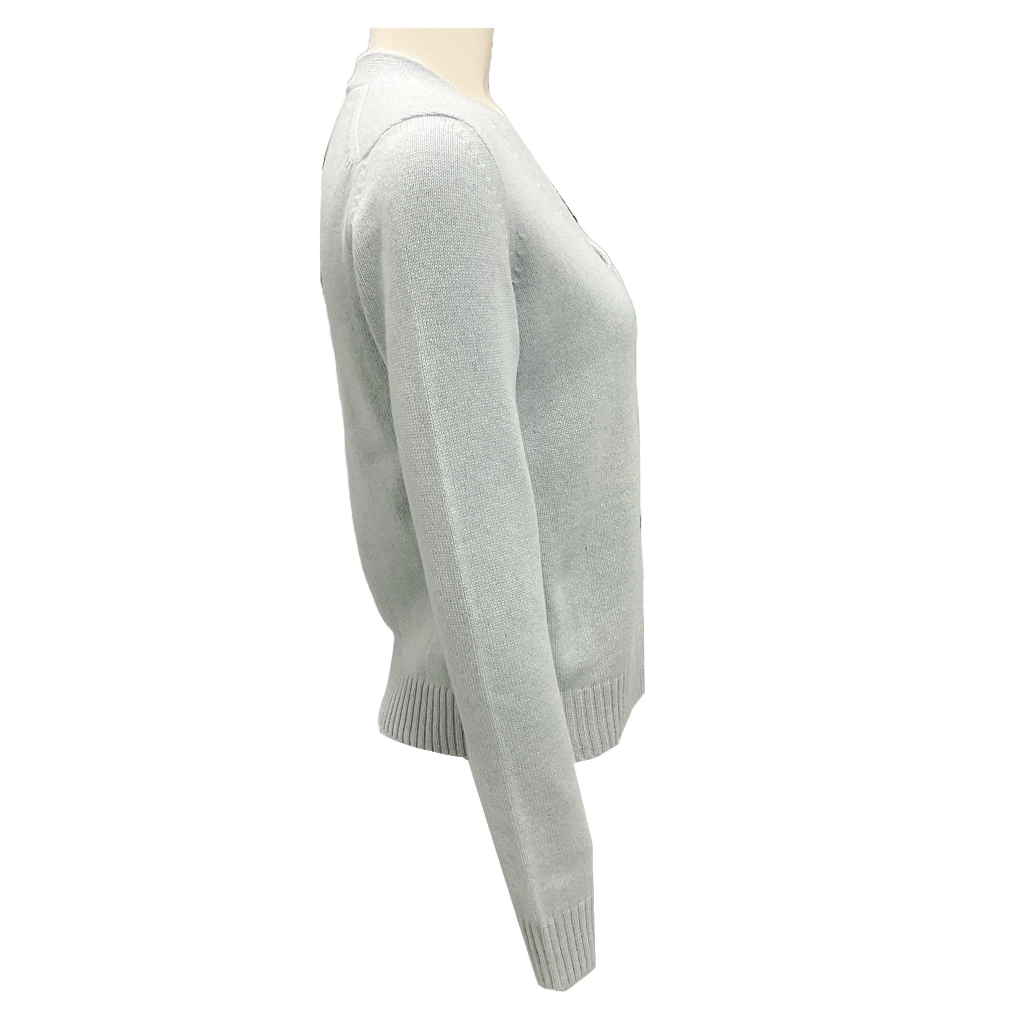 Loro Piana Light Blue Spring Pond Melange Baby Cashmere Parksville Cardigan Sweater