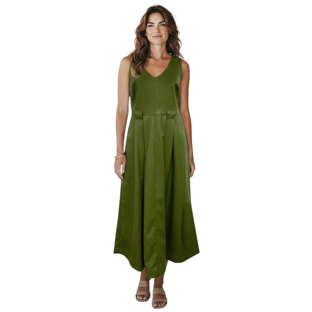 Rachel Comey Olive Green Domi Faux Leather Midi Dress