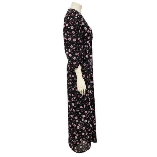 The Kooples Black / Pink Multi Floral Printed Silk Maxi Dress