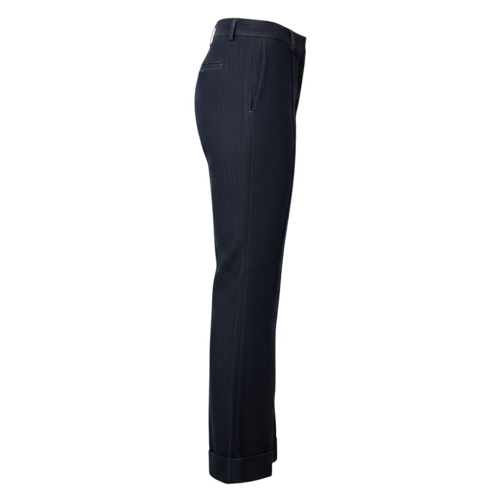 Adam Lippes Dark Blue Wash Denim Deeda Wide Leg Trousers