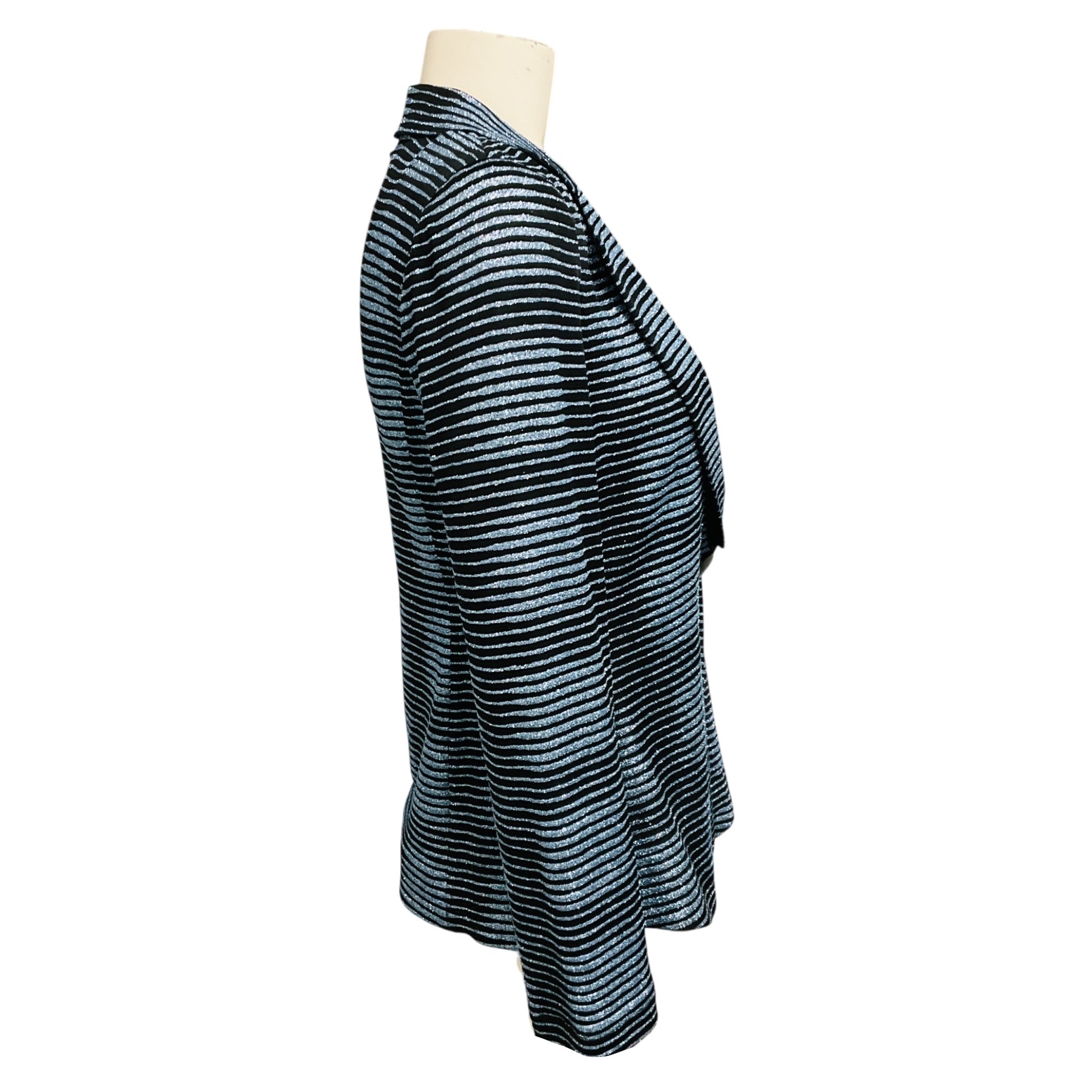 Armani Collezioni Light Blue / Black Striped Metallic Glitter Jacket