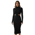 Load image into Gallery viewer, Dion Lee Black Cut Out Detail Long Sleeved Ribbed Knit Midi Dress
