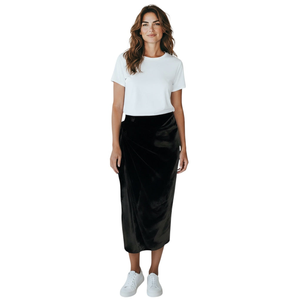 Etro Black 2024 Velvet Midi Skirt