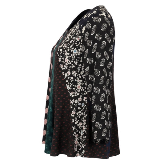 Lanvin Black Multi Patchwork Silk Blouse
