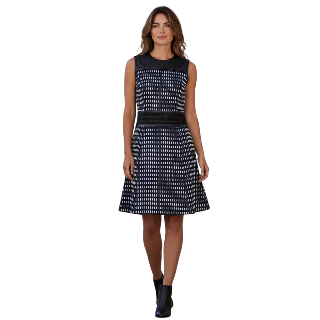 Proenza Schouler Black / White / Blue Lambskin Faille Sleeveless Dress