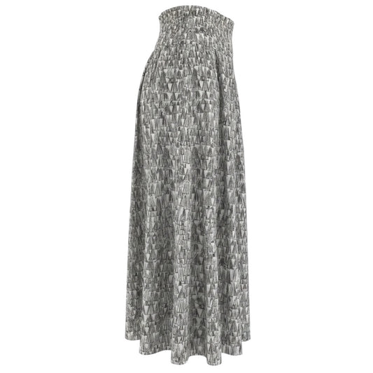 Akris White / Black Printed Cotton Midi Skirt