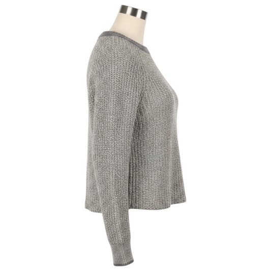 Rag & Bone Grey / White Cotton and Wool Knit Crewneck Pullover Sweater