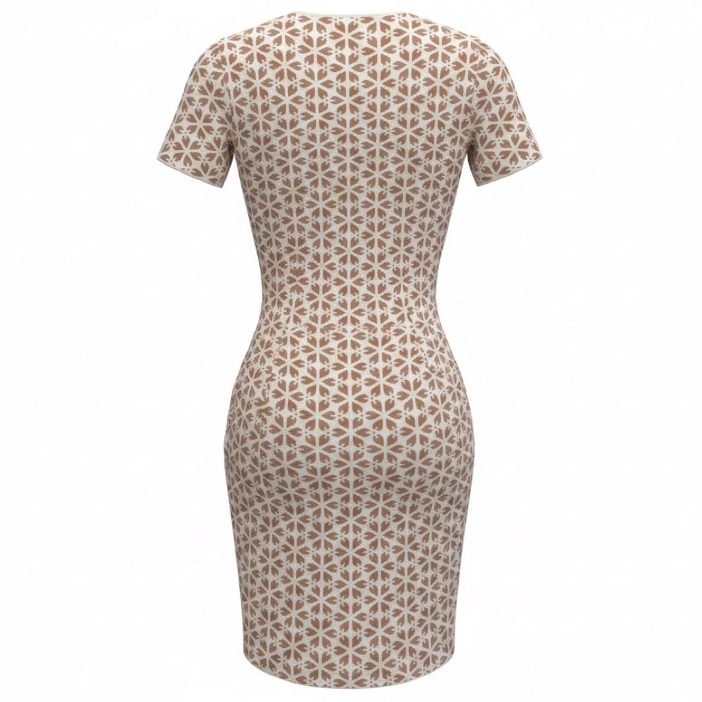 Alexander McQueen White / Nude Short Sleeved Fitted Patterned Knit Dress