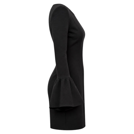 Valentino Black Bell Sleeve Crepe Dress