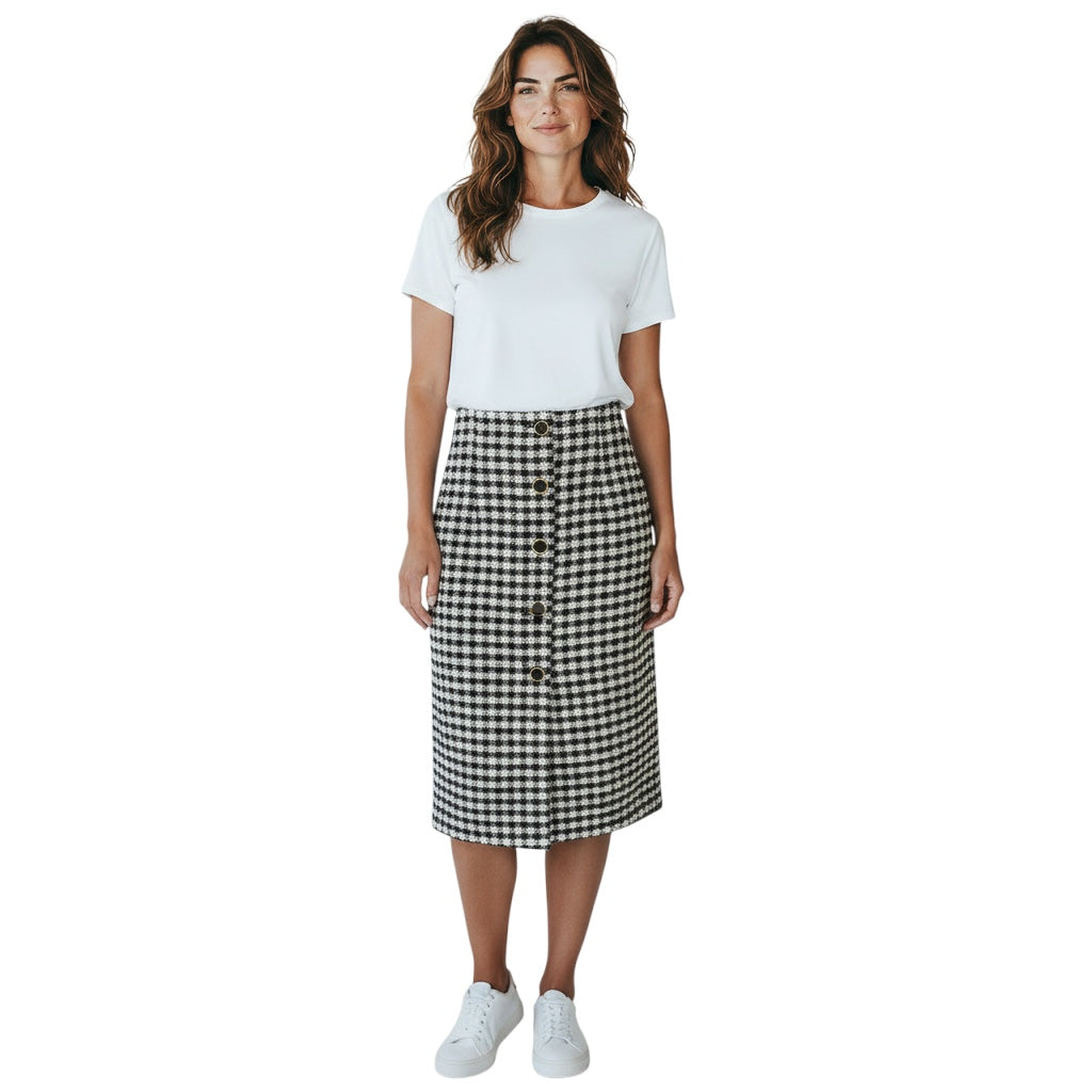 Pardington Collective Black / White Check Jackie Pencil Skirt