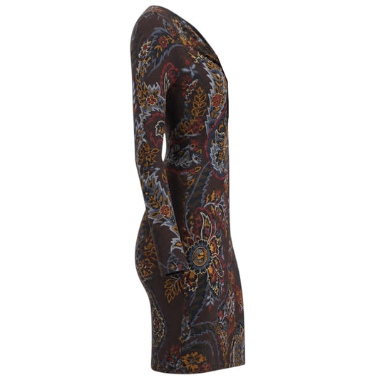 Etro Purple Multi Paisley Printed Crepe Dress