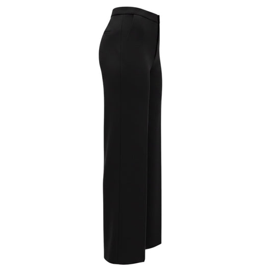 St. John Black Caviar Textured Sheer Chiffon Wide Leg Flowy Pants