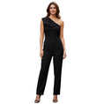 Load image into Gallery viewer, Stella McCartney Black One Shoulder Snake Embossed Jumpsuit
