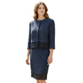 Load image into Gallery viewer, St. John Navy Sequined Metallic Knit Jacket and Dress Suit Set
