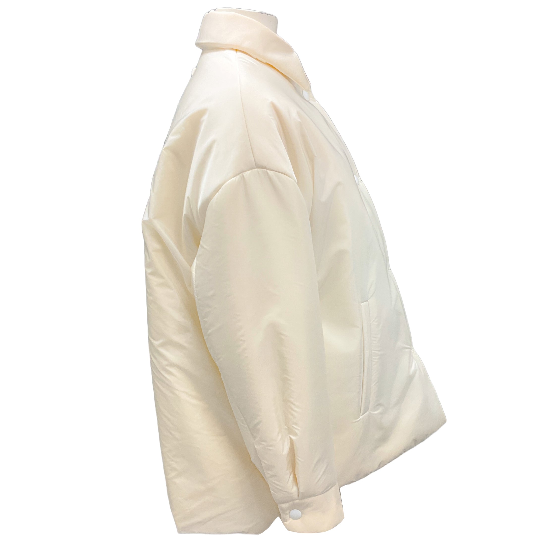 Prada Ivory Logo Plaque Re-Nylon Padded Jacket