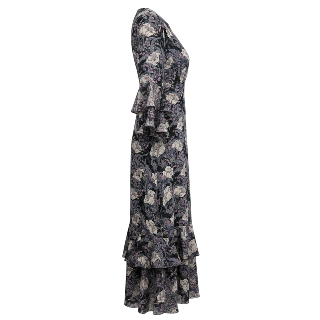 Liberty of London Navy Blue Multi Floral Silk Maxi Dress