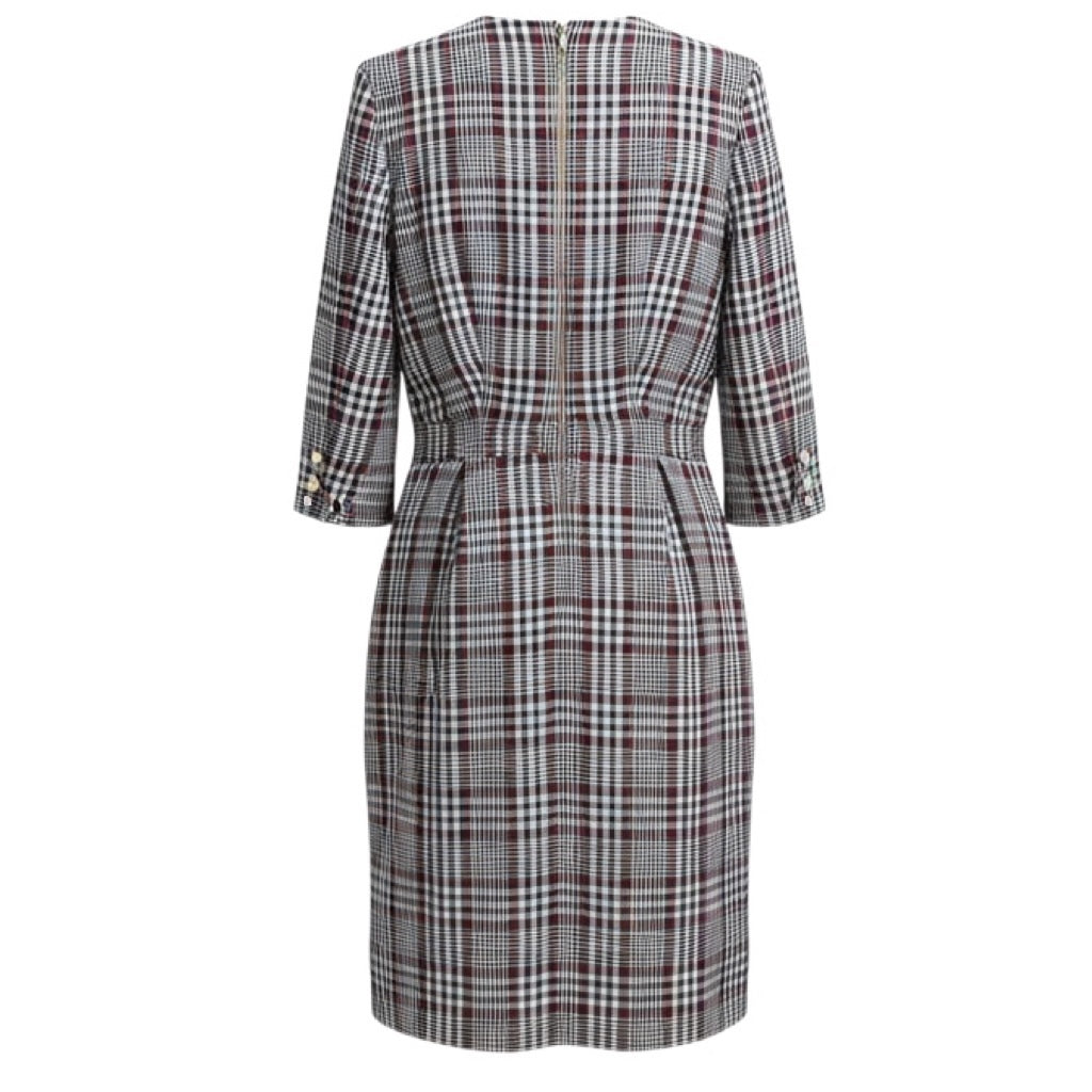 Thom Browne / Navy / White Red Plaid Midi Dress