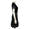 Load image into Gallery viewer, Alexander McQueen Black / White Stitched Short Sleeved Flared Knit Dress with Cut Out Detail
